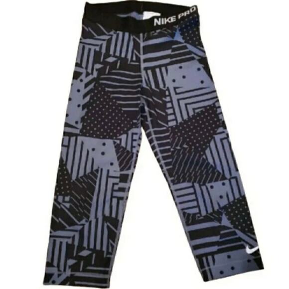 Nike Pro Women’s XS Patch 3/4 Capri Black & Grey Pants - Picture 1 of 5